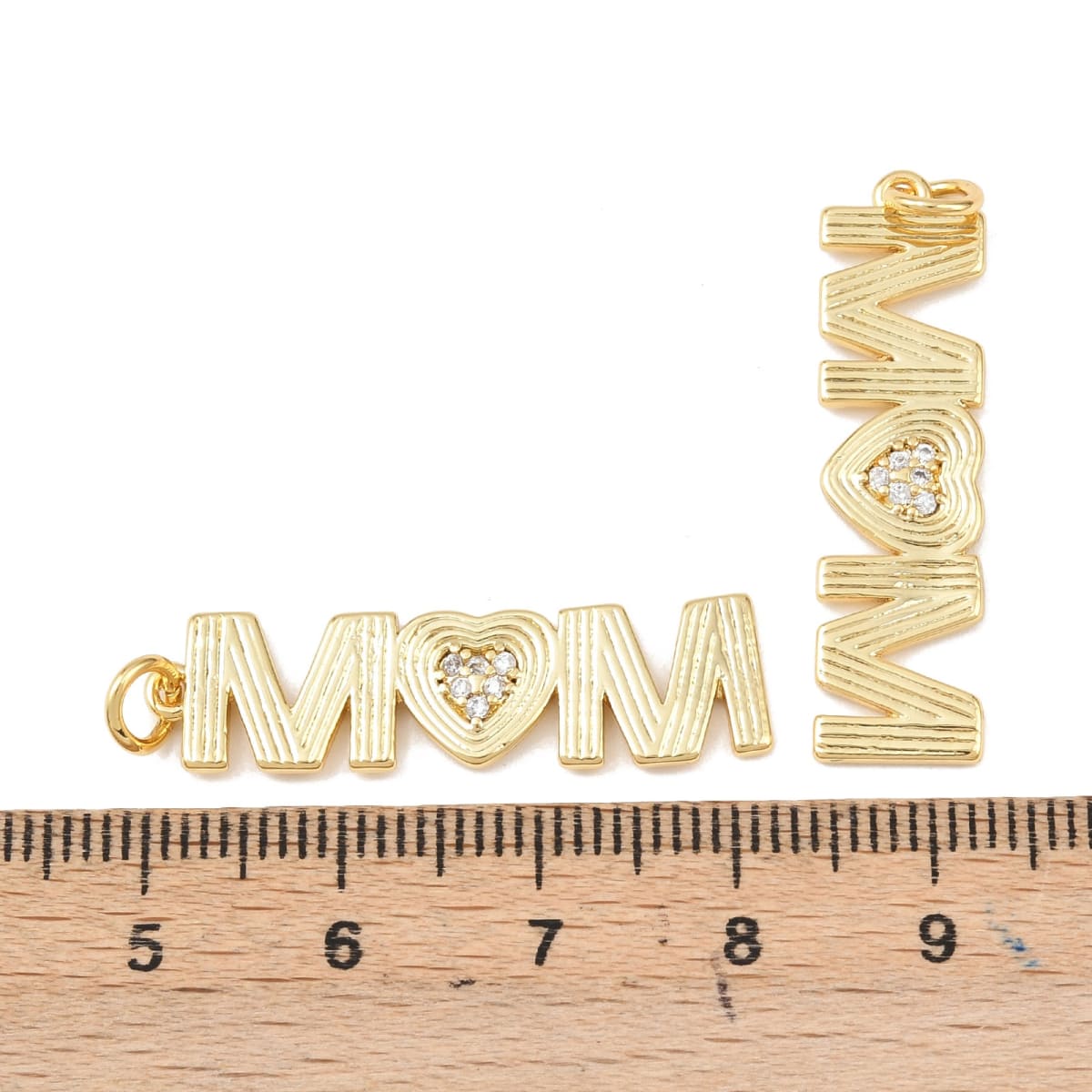 Dije colgante mamá mom vertical 31 mm baño de oro / unidad3