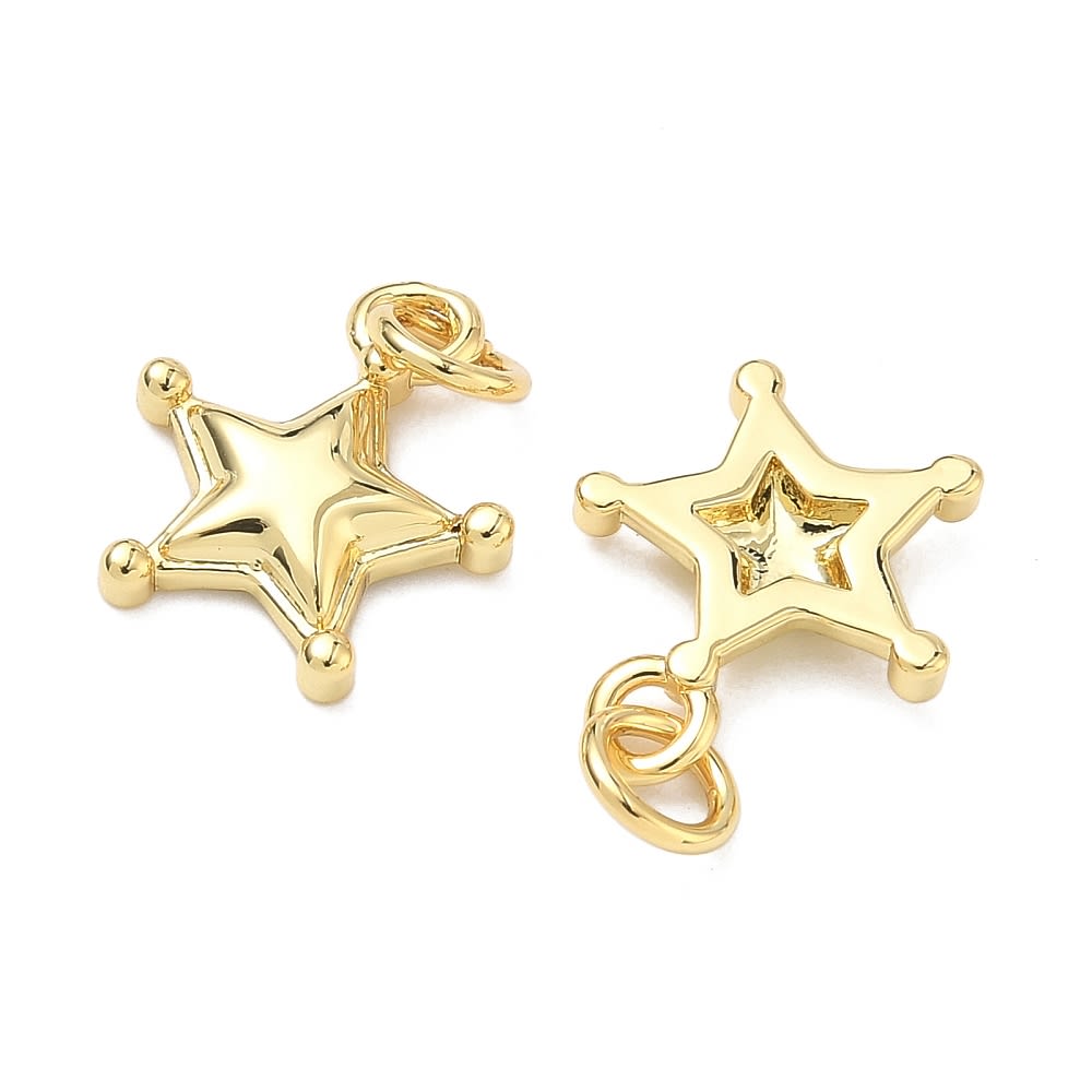 Dije colgante estrella 14x12 mm baño de oro / unidad2