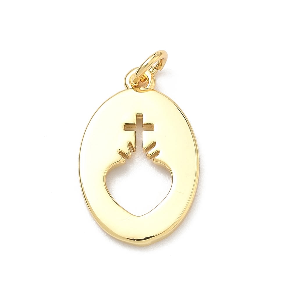 Dije colgante religioso sagrado corazón 20.5 mm baño oro / unidad1