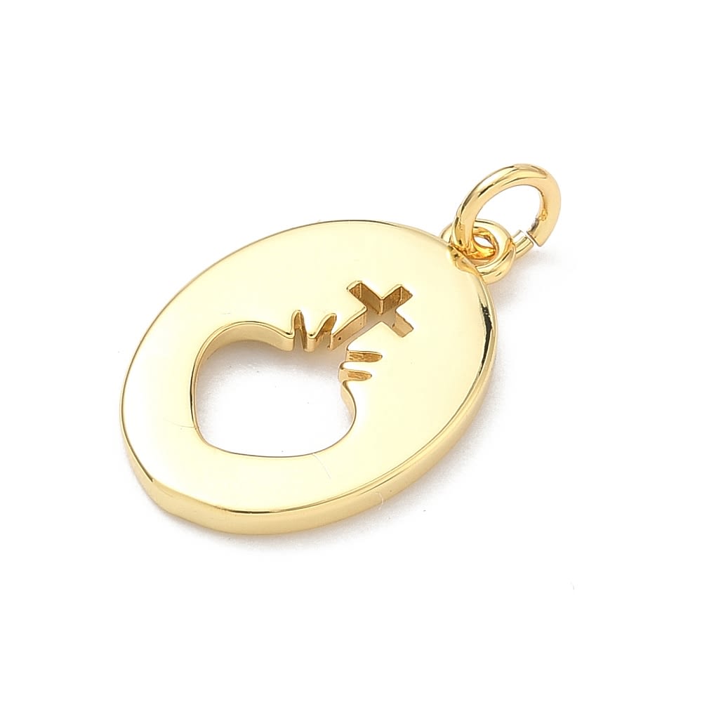 Dije colgante religioso sagrado corazón 20.5 mm baño oro / unidad2