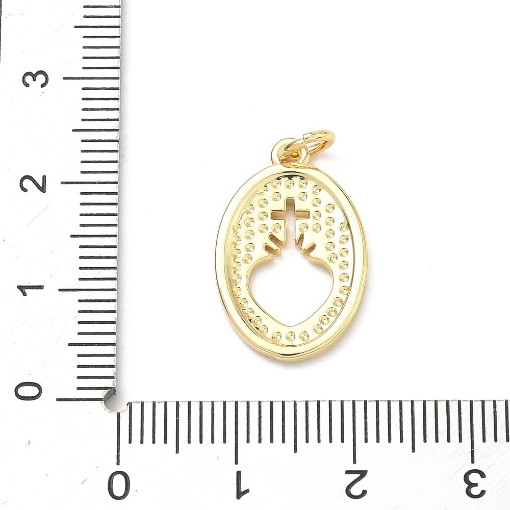 Dije colgante religioso sagrado corazón 20.5 mm baño oro / unidad3