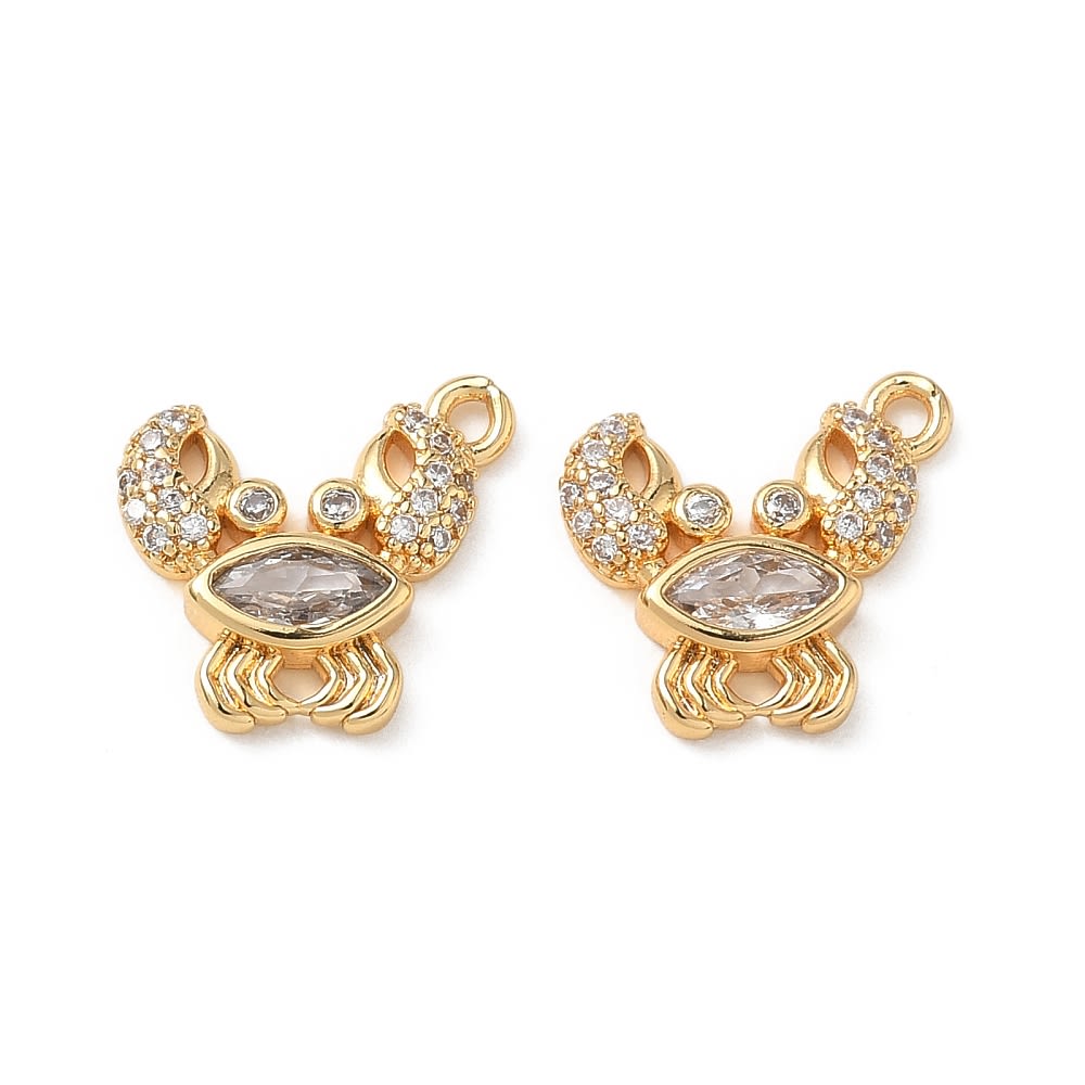 Dije colgante cangrejo 14 mm baño oro platino zircón / unidad1