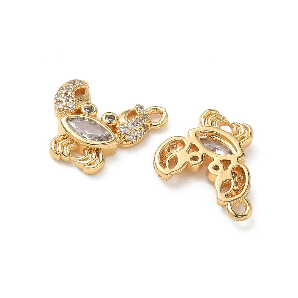 Dije colgante cangrejo 14 mm baño oro platino zircón / unidad3