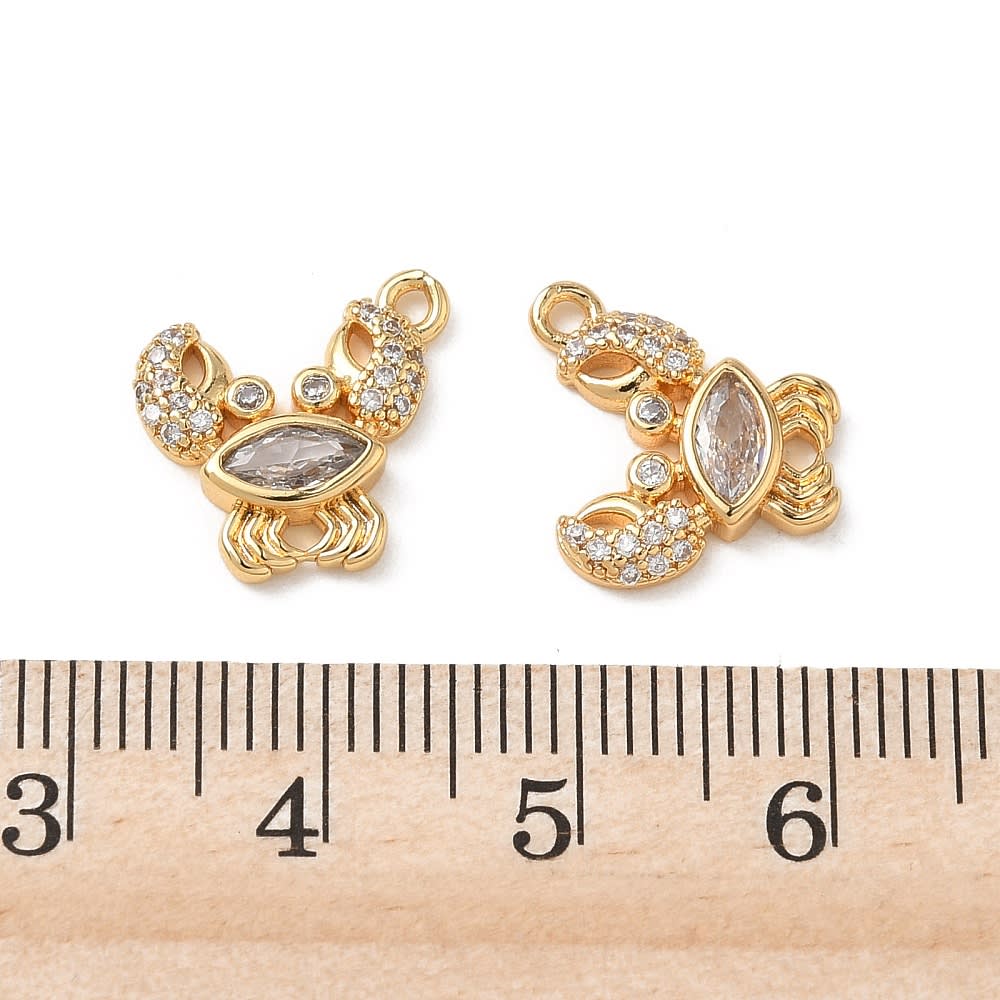 Dije colgante cangrejo 14 mm baño oro platino zircón / unidad5