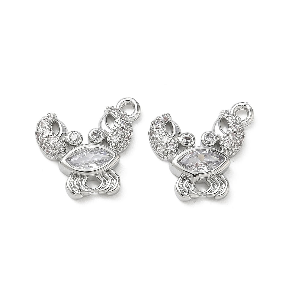 Dije colgante cangrejo 14 mm baño oro platino zircón / unidad2