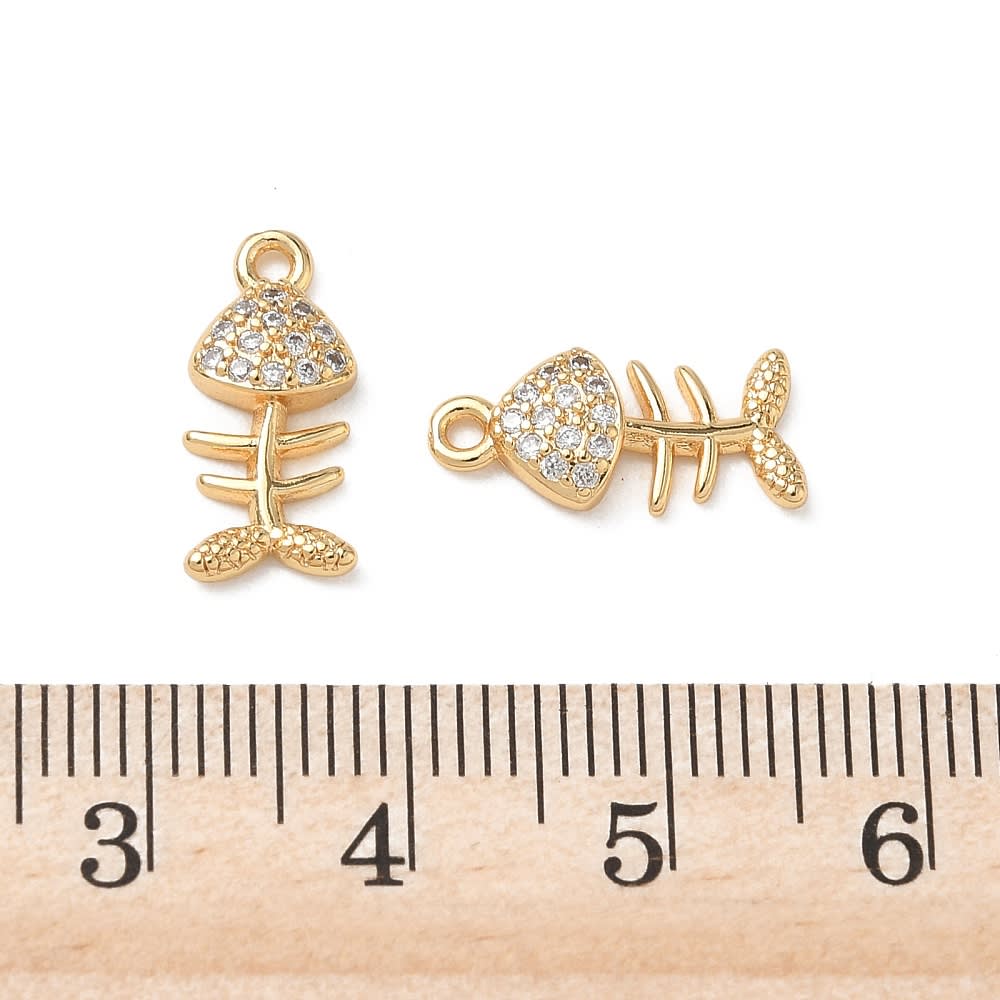 Dije colgante espina pez bebé 15 mm baño oro platino zircón / unidad5