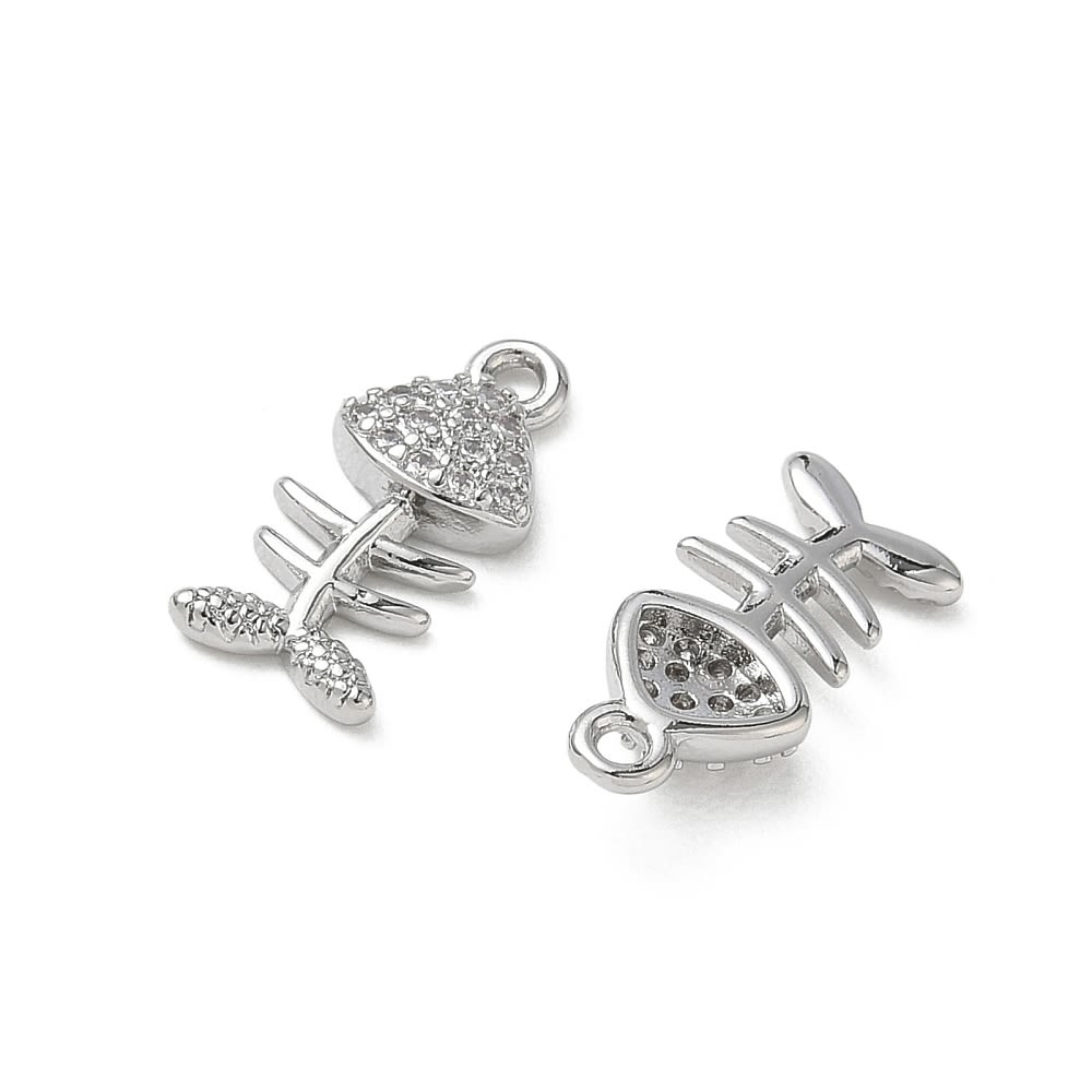Dije colgante espina pez bebé 15 mm baño oro platino zircón / unidad3