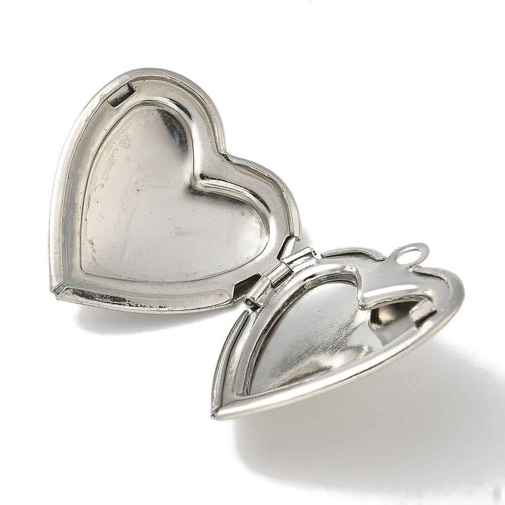 Relicario foto portafoto locket corazón liso 25 mm platino / unidad2