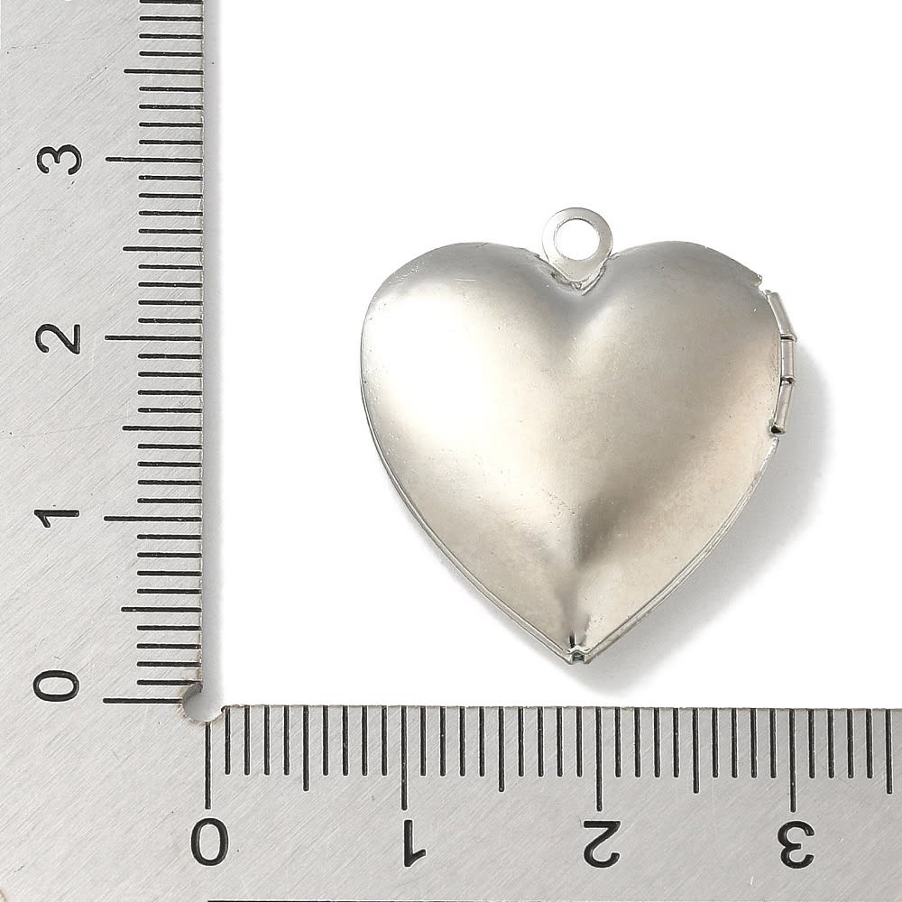 Relicario foto portafoto locket corazón liso 25 mm platino / unidad3