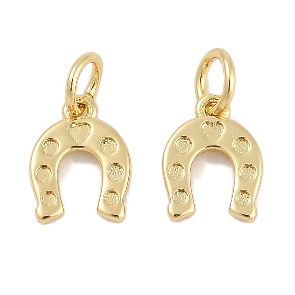 Dije colgante herradura amuleto suerte 9.5 mm baño oro/ unidad1