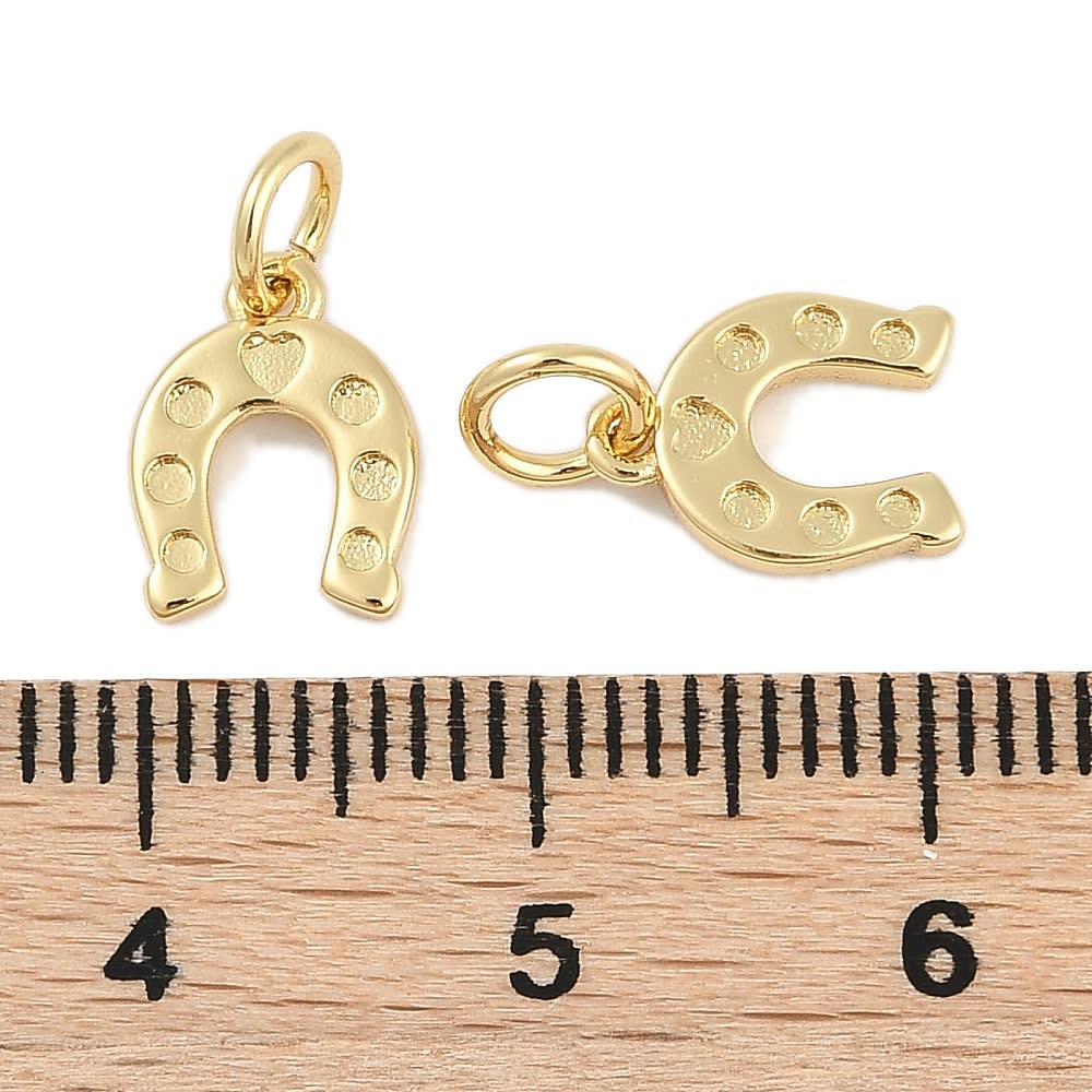 Dije colgante herradura amuleto suerte 9.5 mm baño oro/ unidad3