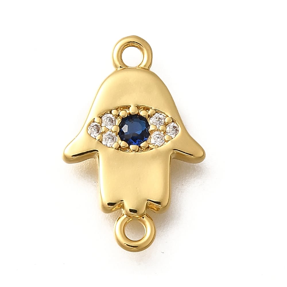 Dije conector hamsa ojo turco protección 17 mm baño de oro / unidad1