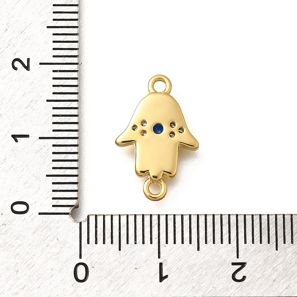 Dije conector hamsa ojo turco protección 17 mm baño de oro / unidad3