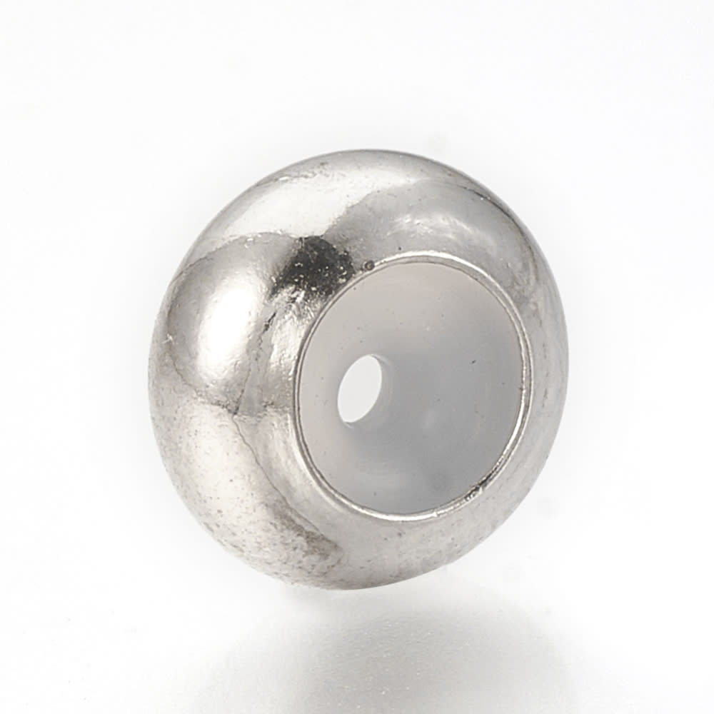 Broche redondo ajustable con goma interna 7.5x4 mm baño platino / unidad1