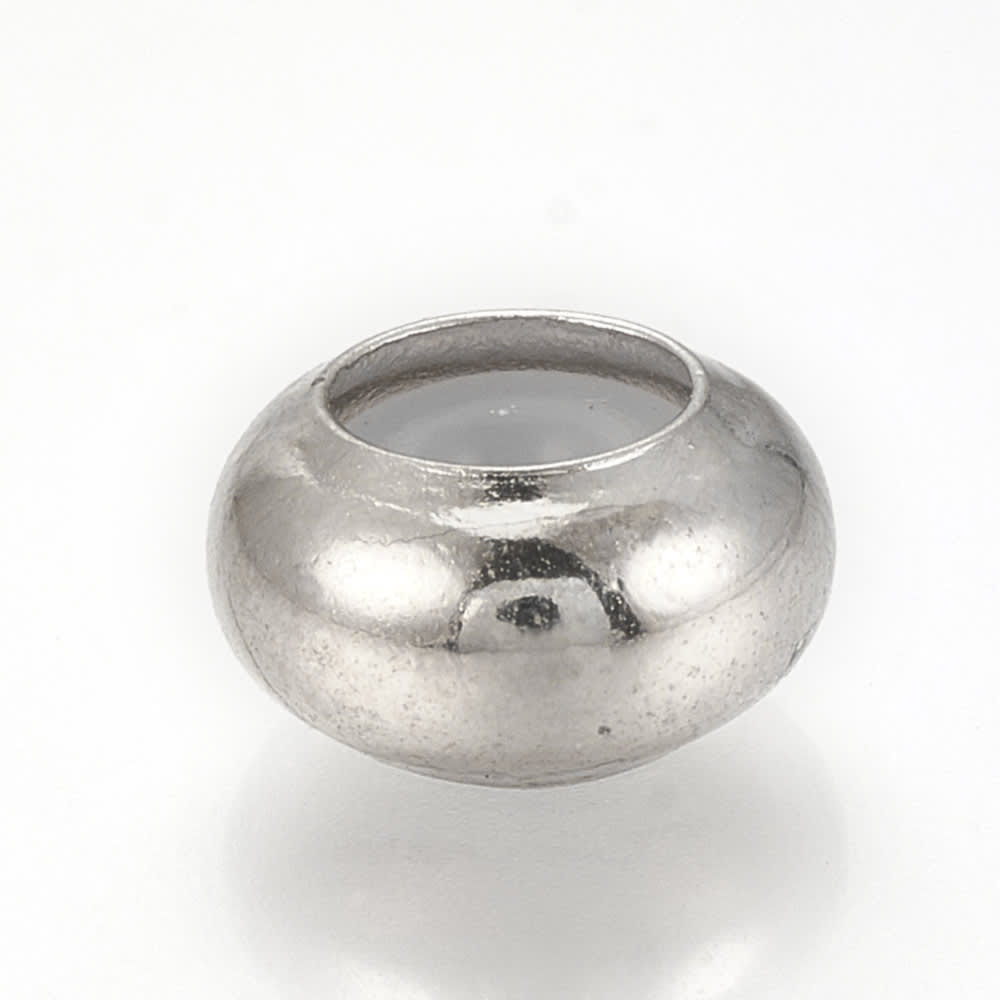 Broche redondo ajustable con goma interna 7.5x4 mm baño platino / unidad2