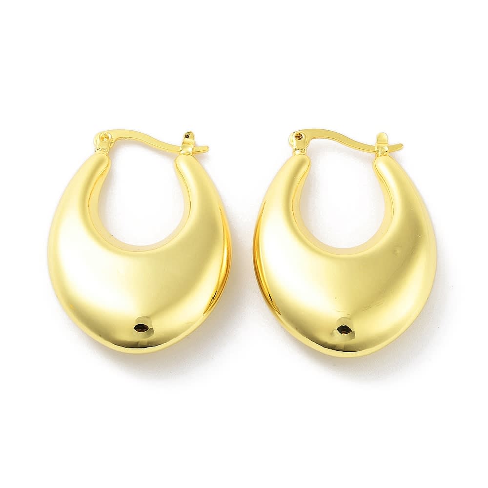 Aros argollas lágrima chunky 36 mm baño oro / par1