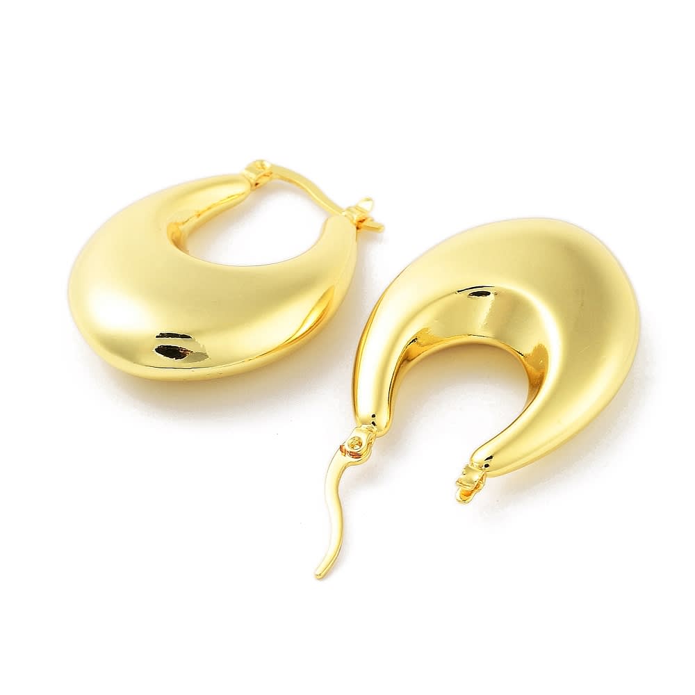 Aros argollas lágrima chunky 36 mm baño oro / par2