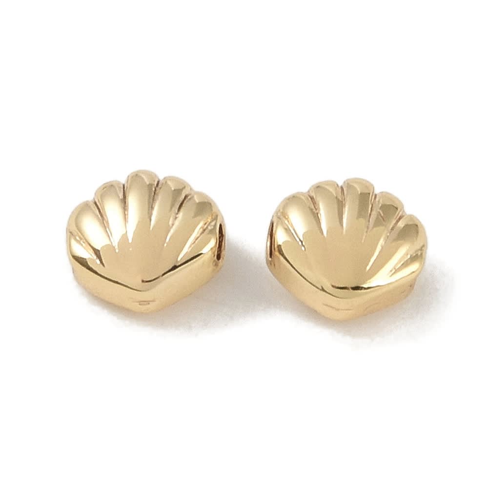 Dije pasador concha de mar 6.5 mm baño oro / unidad1