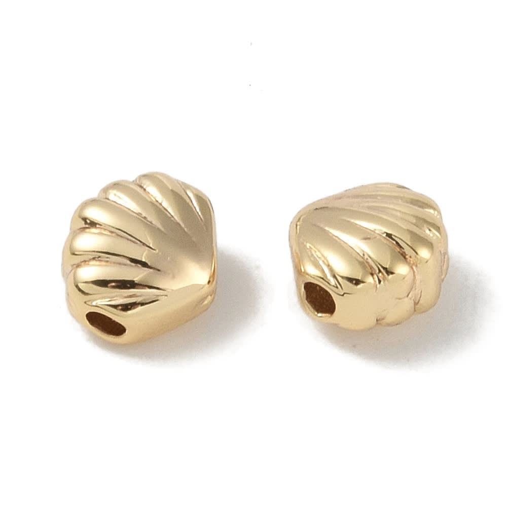 Dije pasador concha de mar 6.5 mm baño oro / unidad2