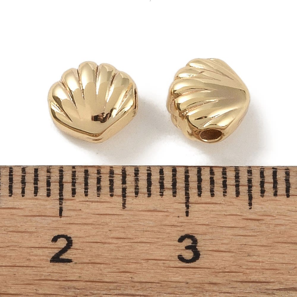 Dije pasador concha de mar 6.5 mm baño oro / unidad3