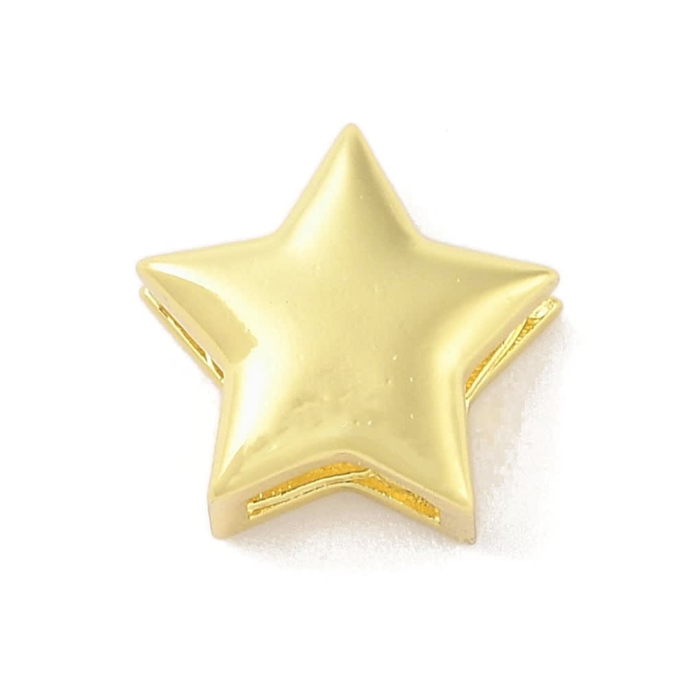 Dije pasador estrella orificio grande 14 mm baño de oro / unidad1