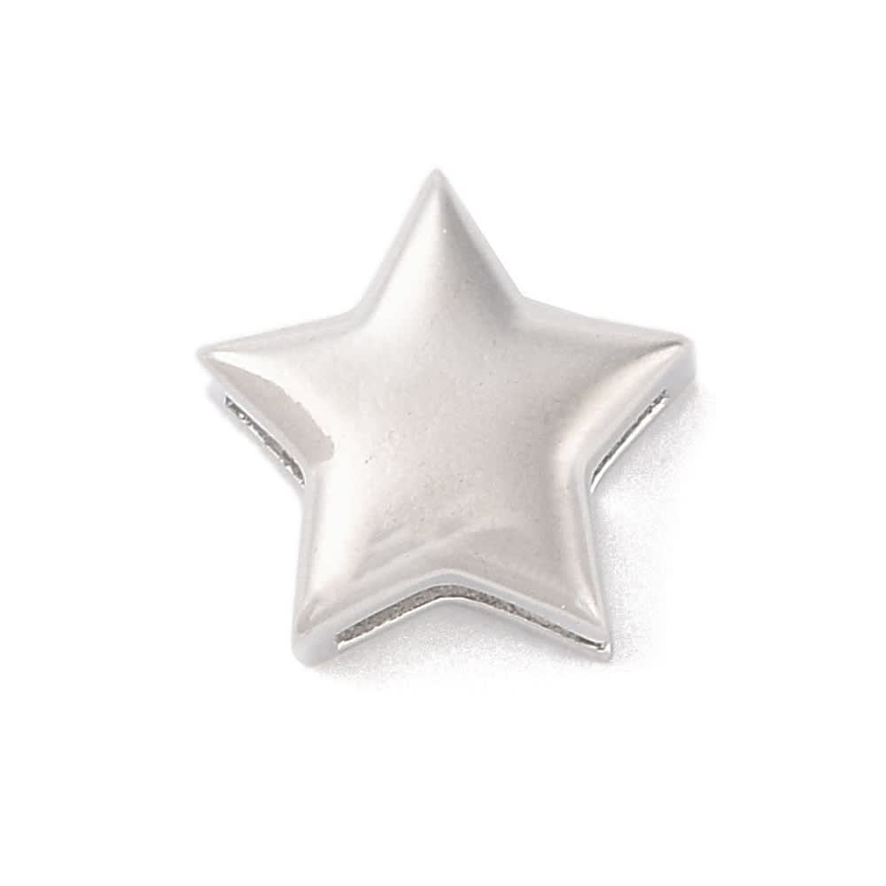 Dije pasador estrella orificio grande 14 mm baño de oro / unidad2