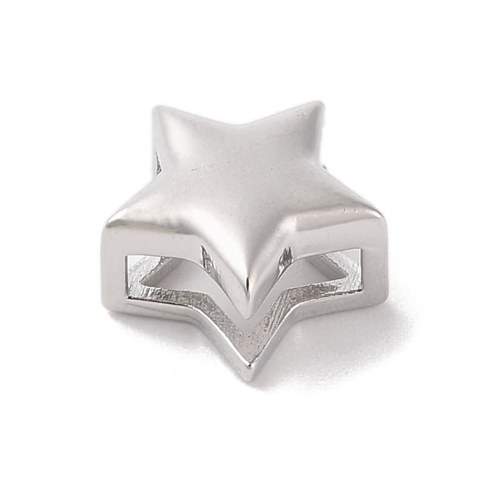 Dije pasador estrella orificio grande 14 mm baño de oro / unidad5