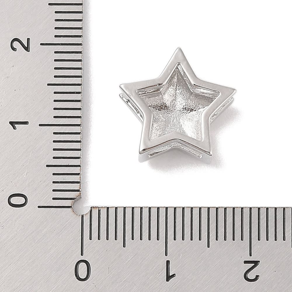 Dije pasador estrella orificio grande 14 mm baño de oro / unidad6