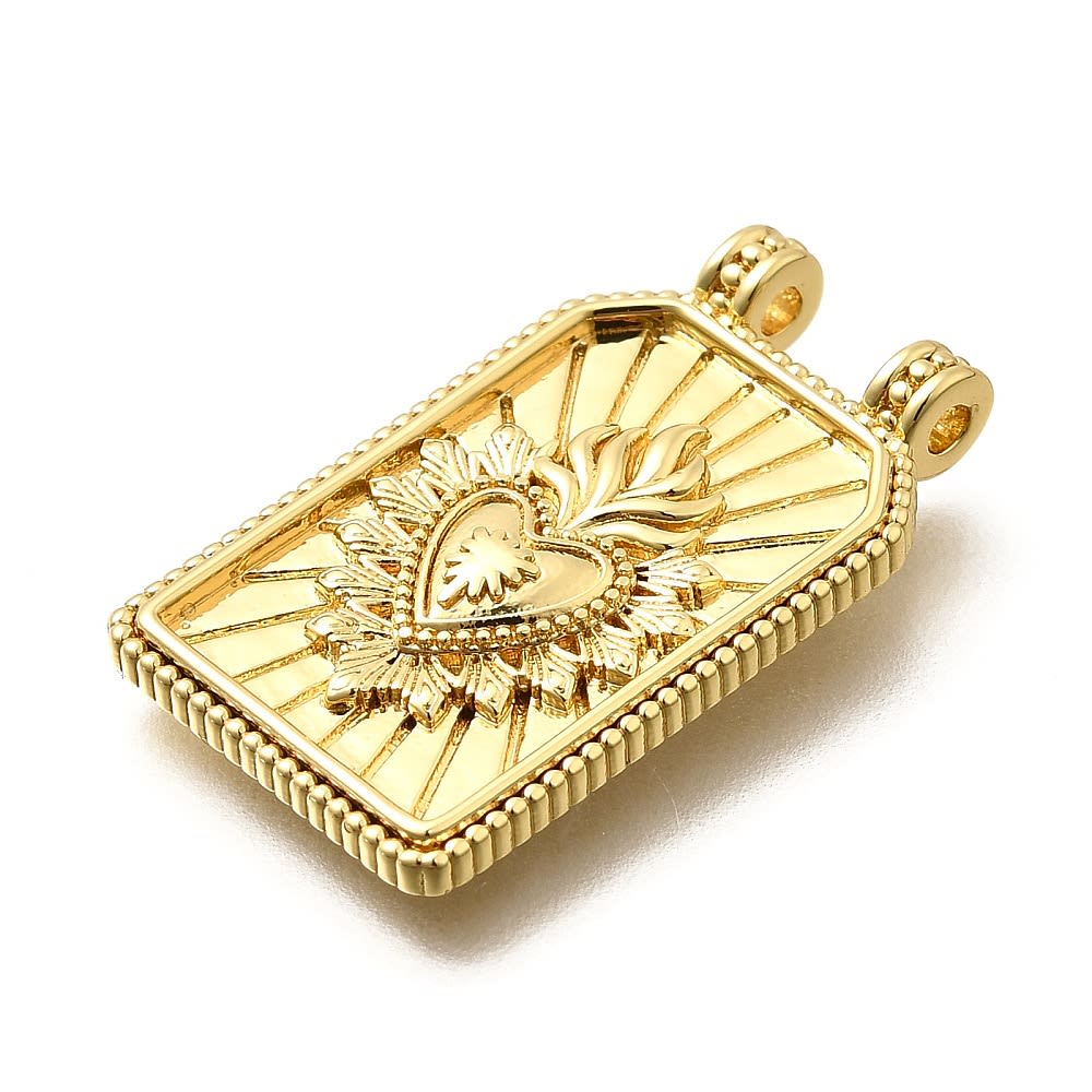 Dije conector escapulario sagrado corazón 26.5 mm baño oro / unidad2