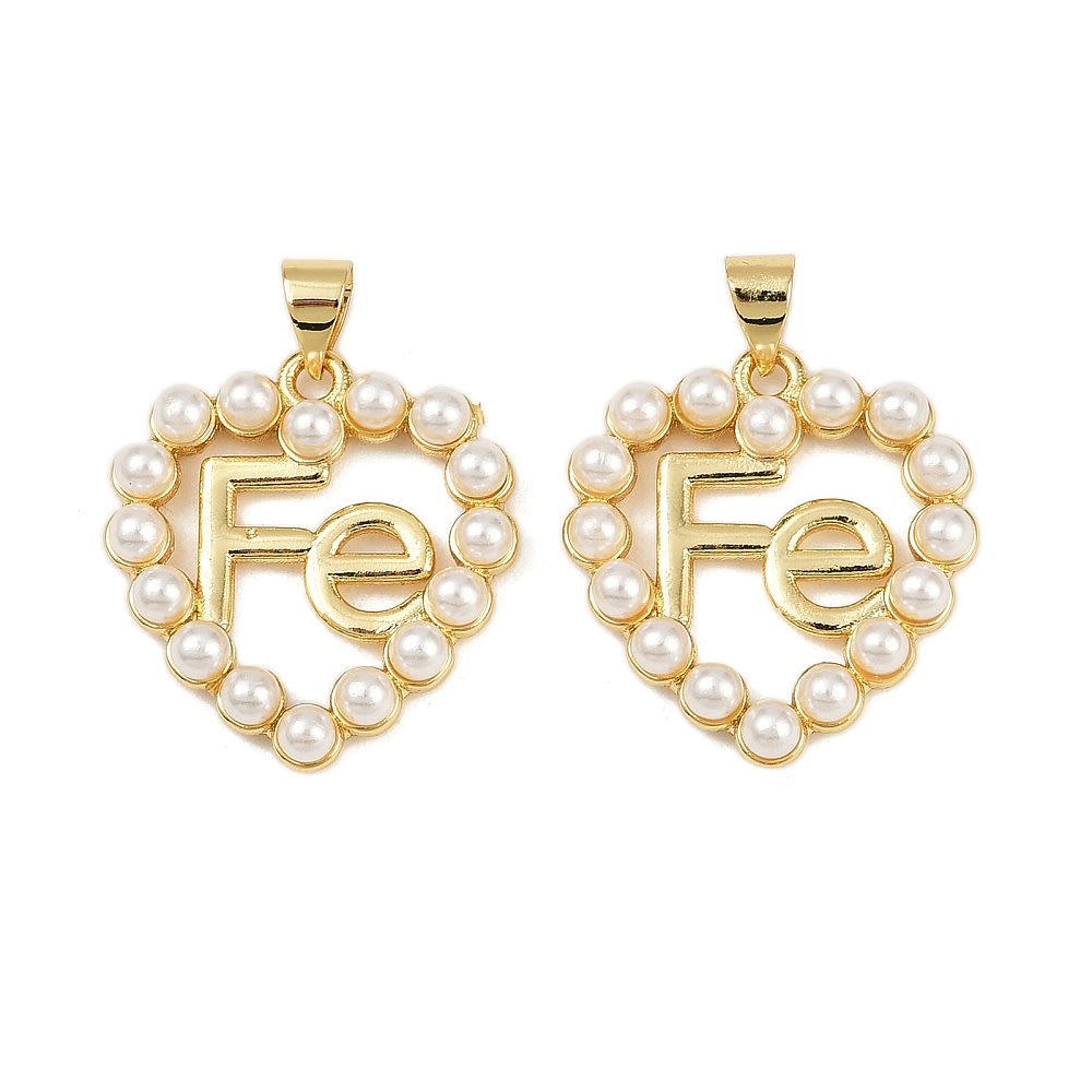 Dije colgante corazón fe perlas 22x21 mm baño oro / unidad1