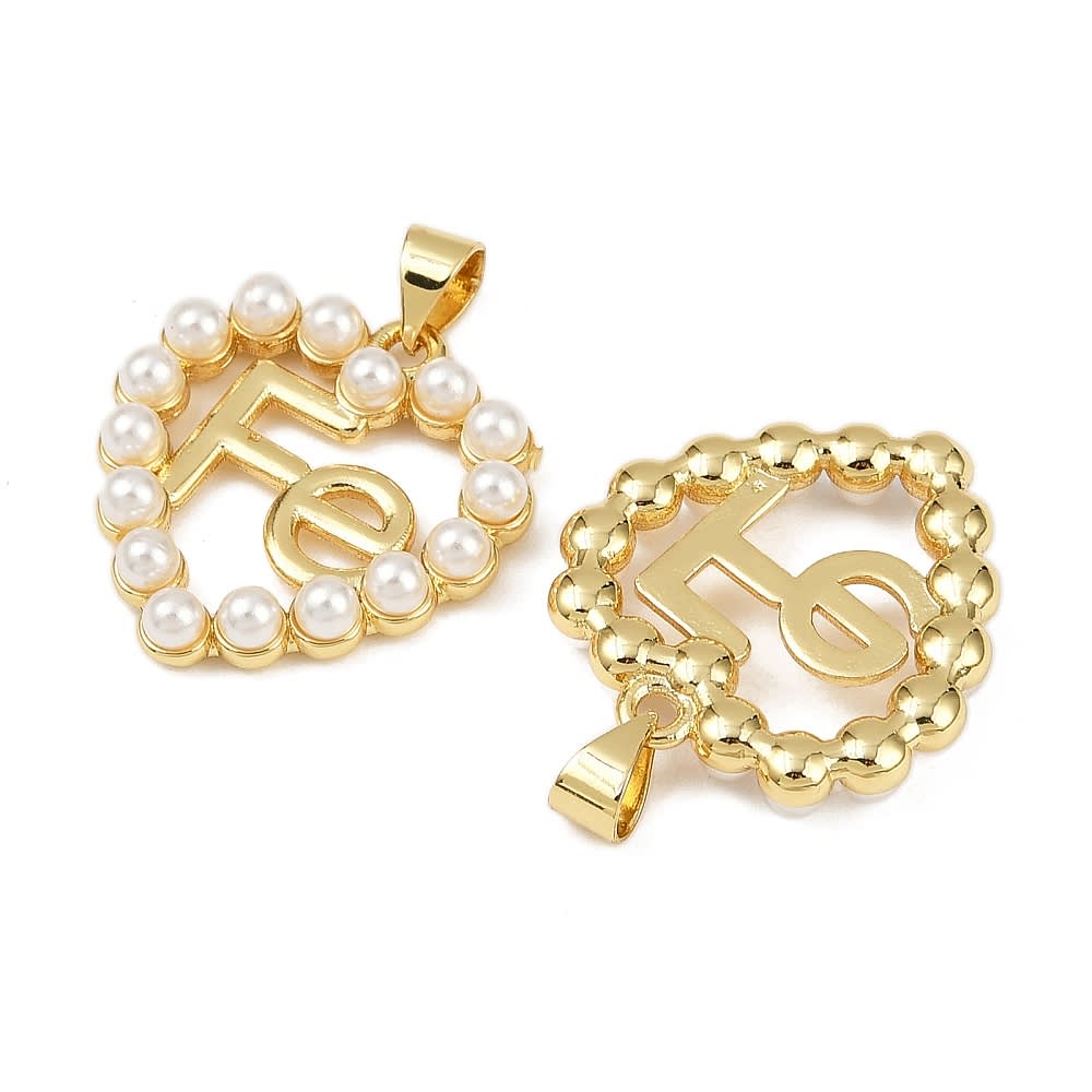 Dije colgante corazón fe perlas 22x21 mm baño oro / unidad2
