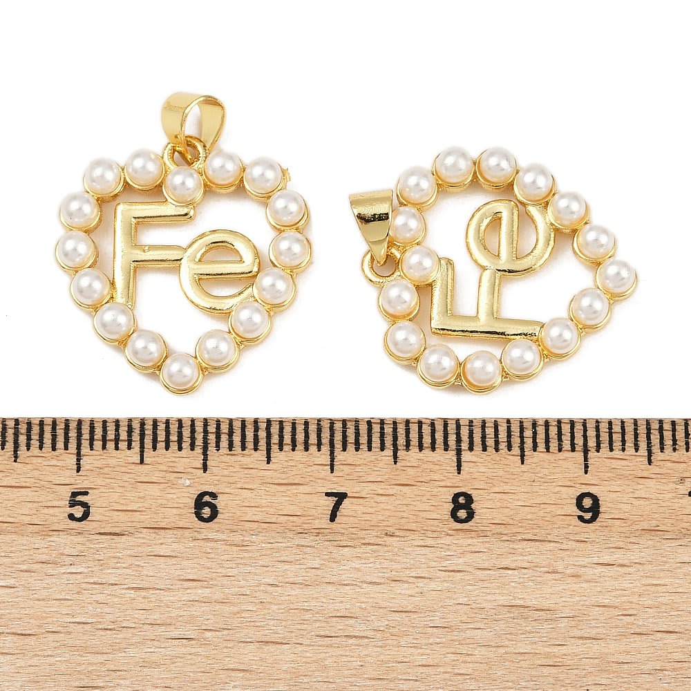 Dije colgante corazón fe perlas 22x21 mm baño oro / unidad3