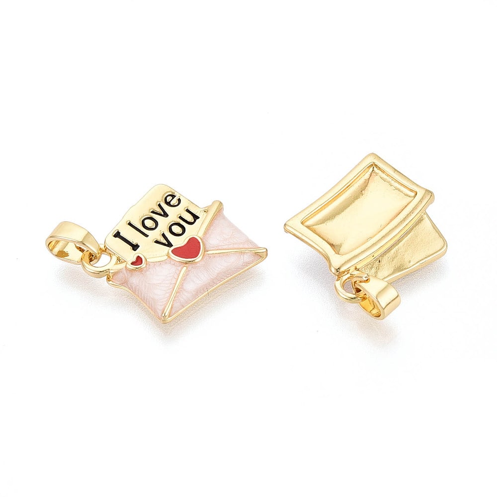 Dije colgante sobre esmaltado i love u 16 mm baño de oro / unidad2