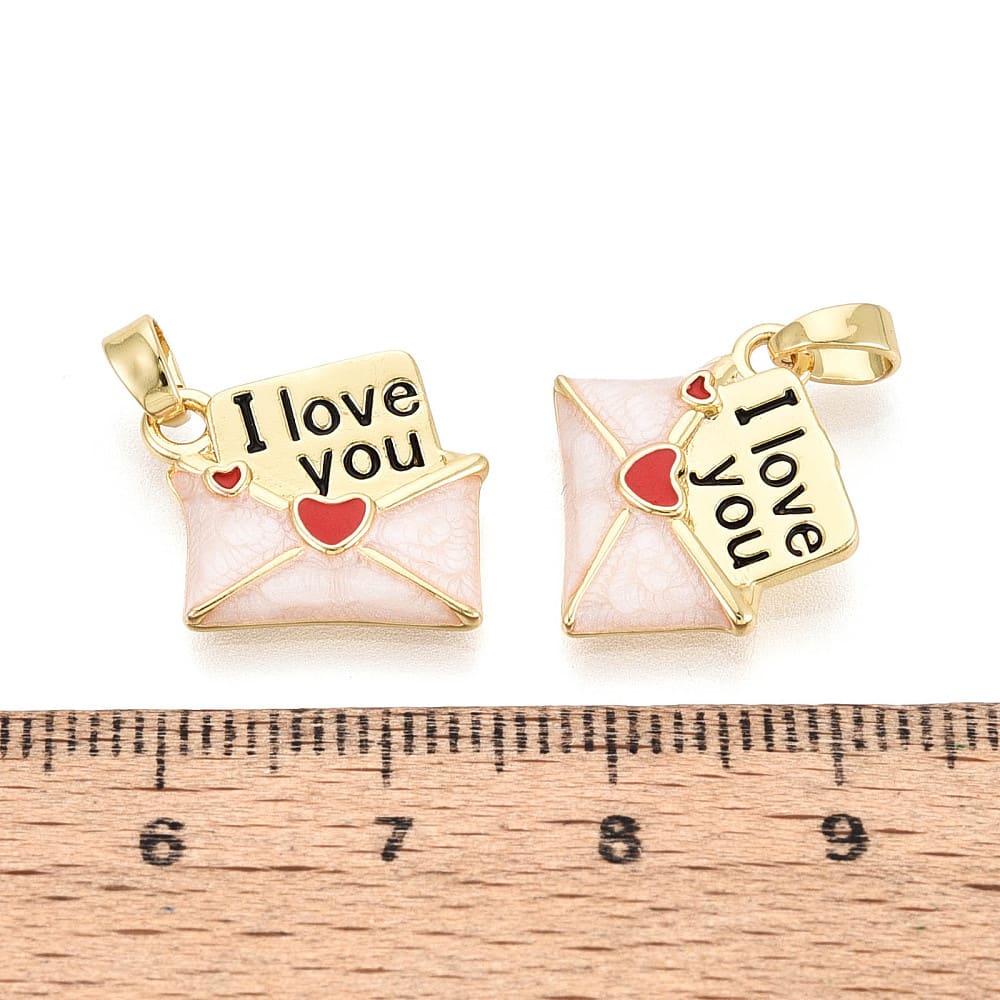 Dije colgante sobre esmaltado i love u 16 mm baño de oro / unidad3