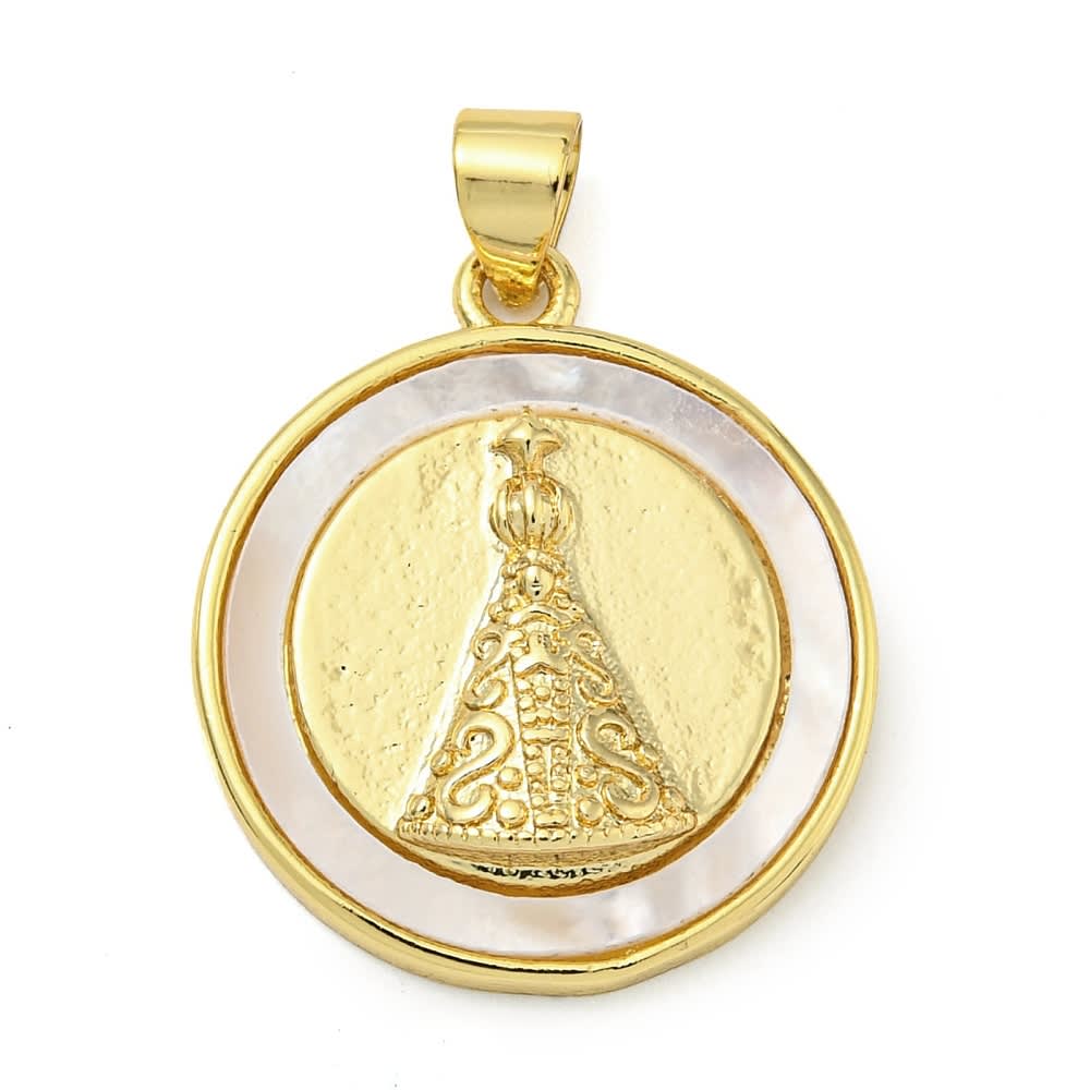 Dije colgante medalla 22 mm virgen del valle nácar / unidad1