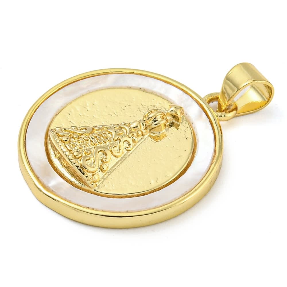 Dije colgante medalla 22 mm virgen del valle nácar / unidad2