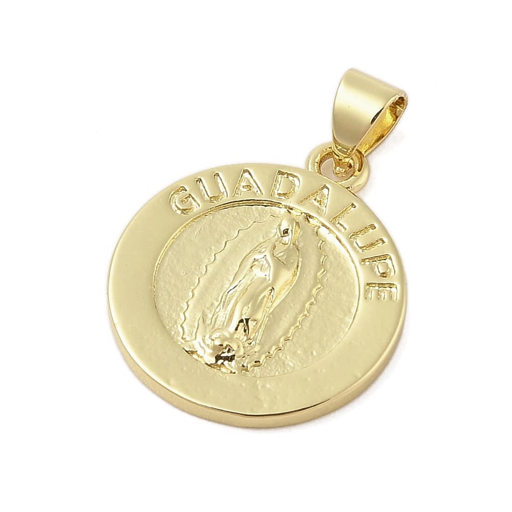 Dije colgante medalla virgen de Guadalupe 20 mm baño de oro / unidad2