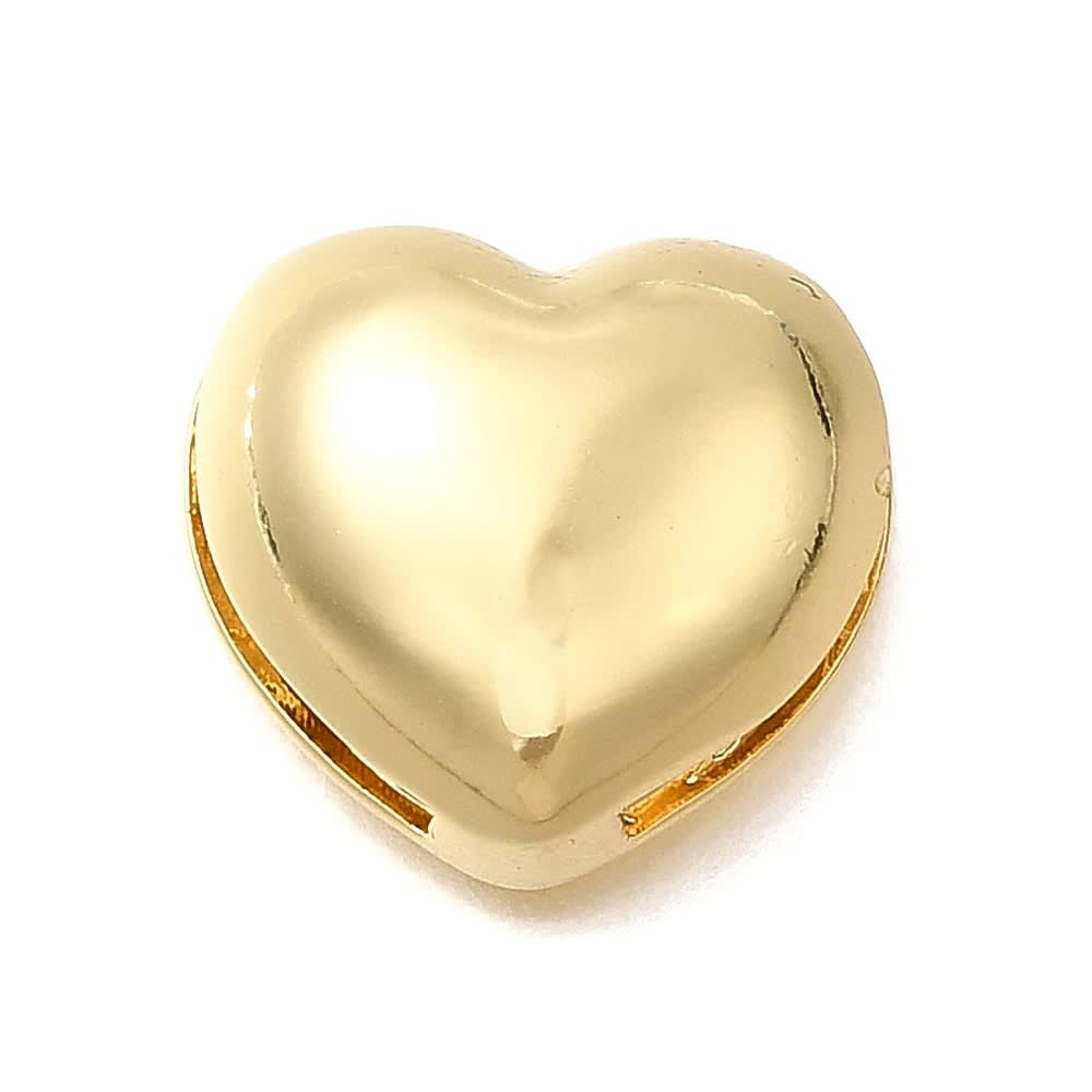 Dije pasador corazón orificio grande 16.5 mm baño oro / unidad1