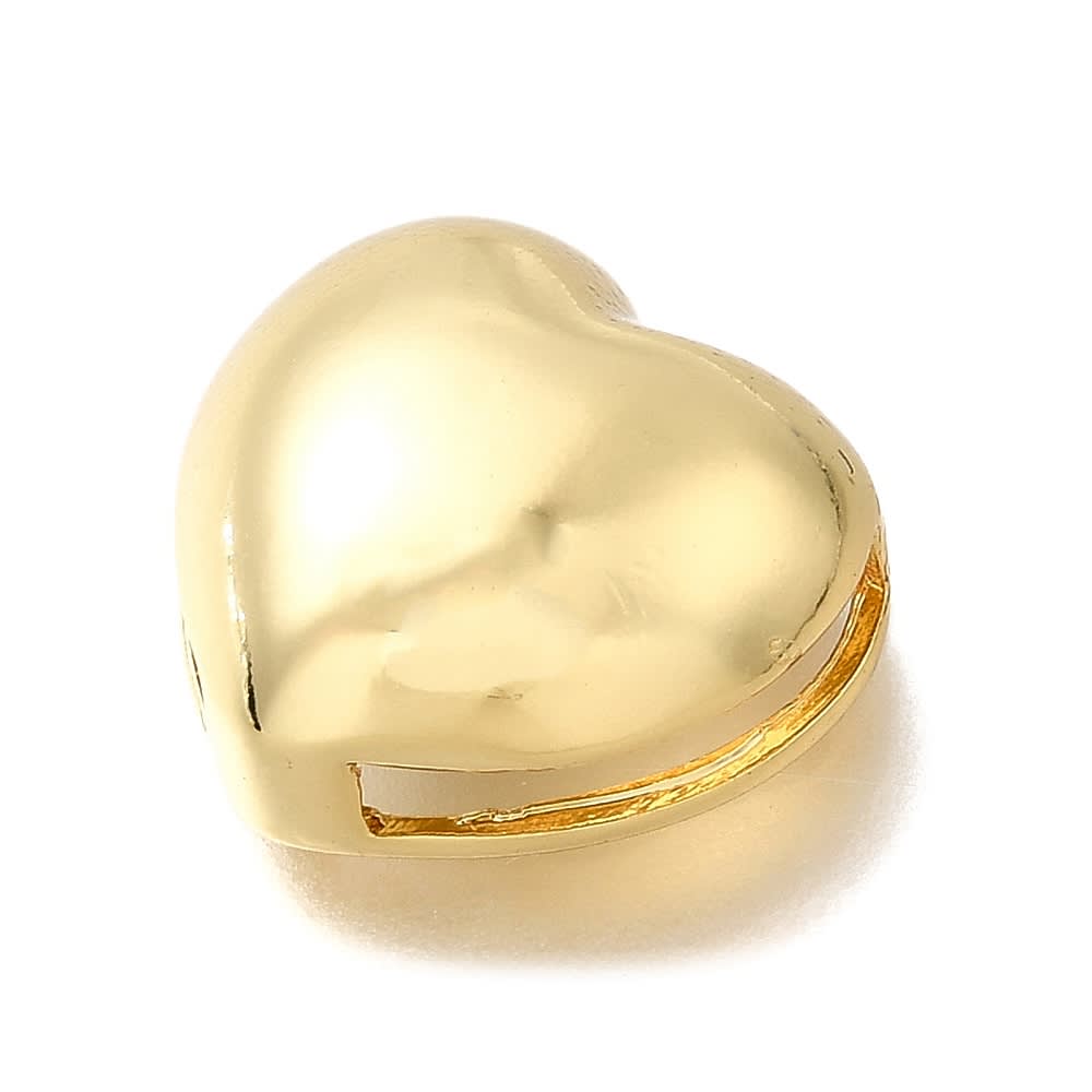 Dije pasador corazón orificio grande 16.5 mm baño oro / unidad2