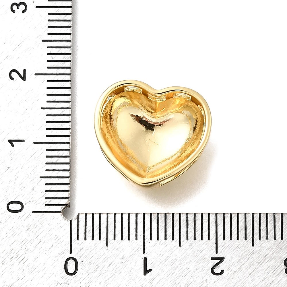 Dije pasador corazón orificio grande 16.5 mm baño oro / unidad3
