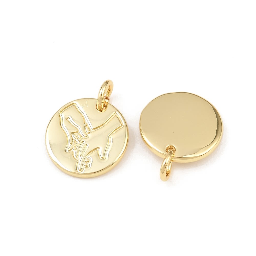 Dije colgante manos tomadas mama 13 mm baño de oro / unidad2