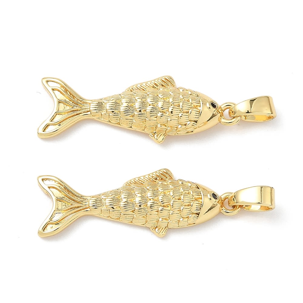 Dije colgante pez mar 22.5 mm baño oro / unidad1