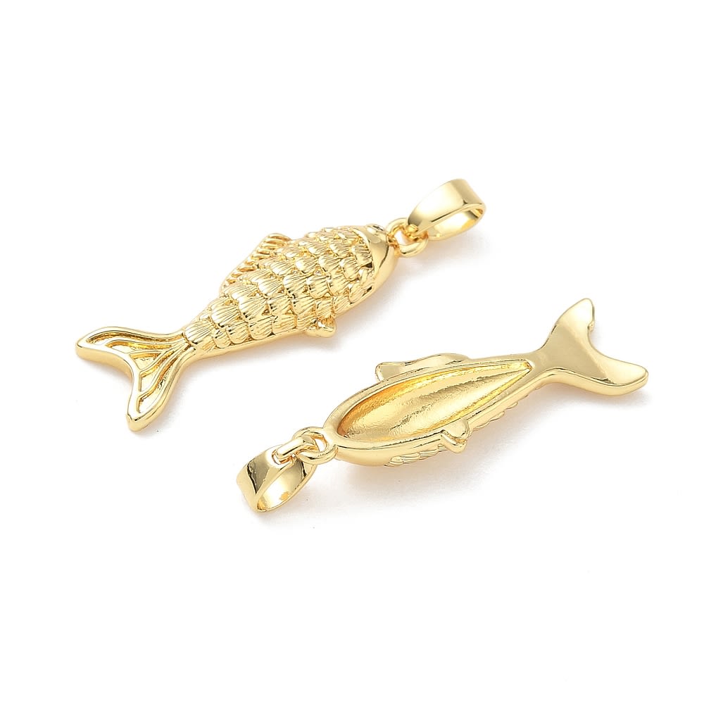 Dije colgante pez mar 22.5 mm baño oro / unidad2