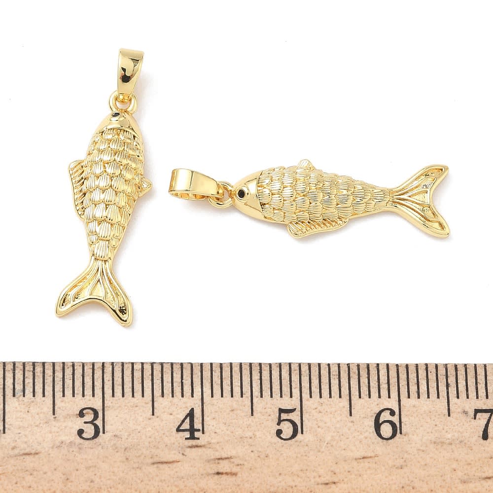 Dije colgante pez mar 22.5 mm baño oro / unidad3