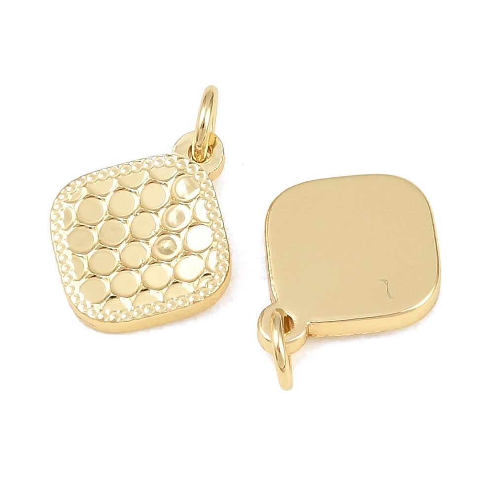 Dije colgante rombo panal 11.5 mm baño de oro / unidad2