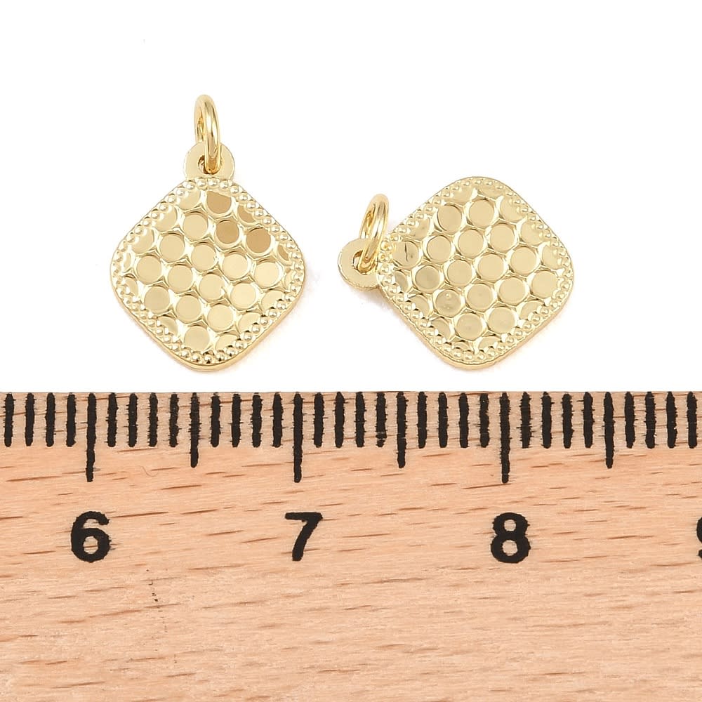 Dije colgante rombo panal 11.5 mm baño de oro / unidad3