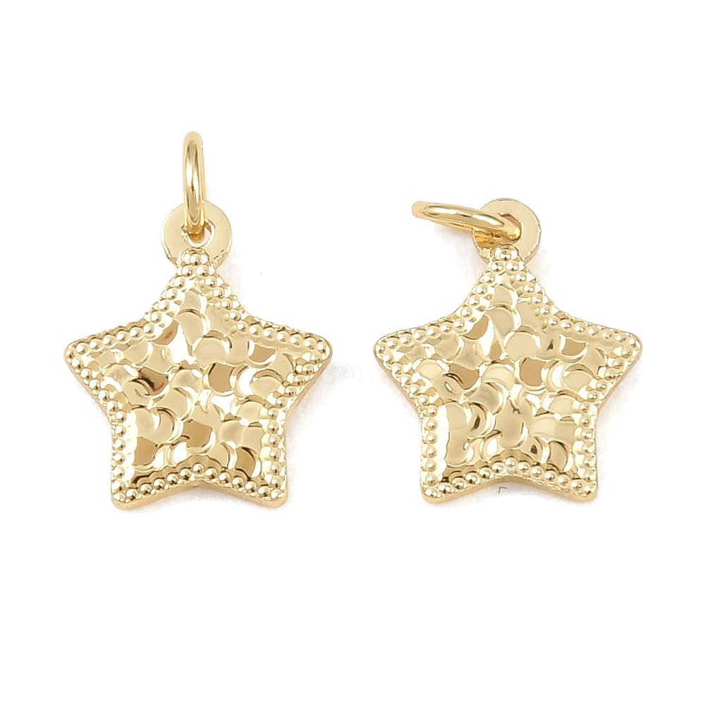 Dije colgante estrella 11 mm baño de oro / unidad1