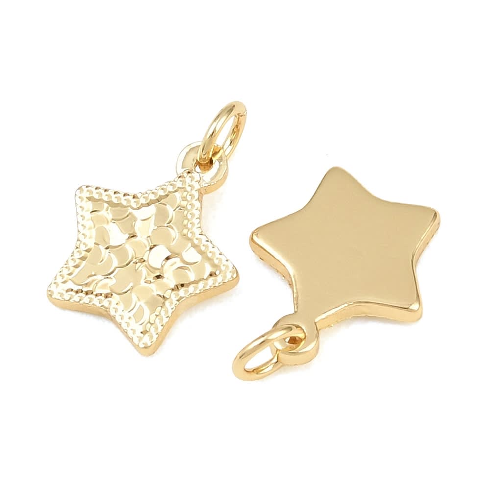 Dije colgante estrella 11 mm baño de oro / unidad2