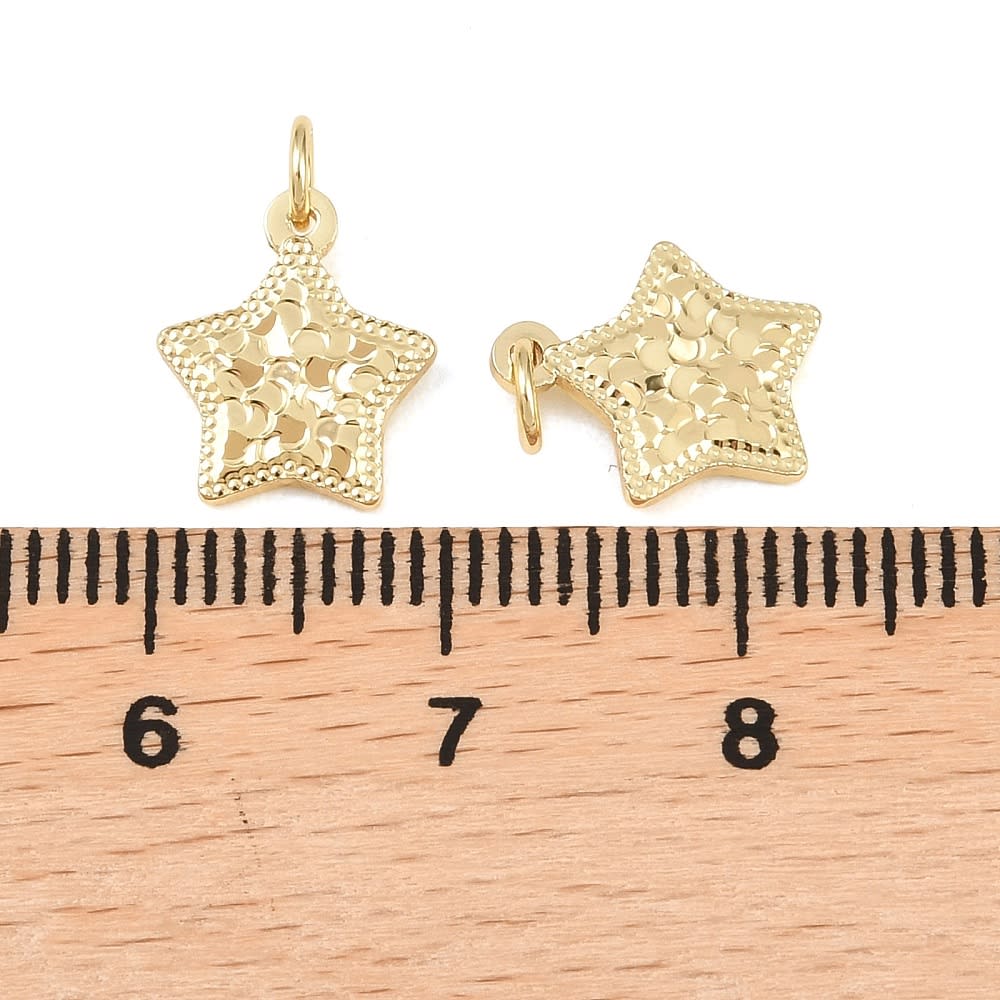 Dije colgante estrella 11 mm baño de oro / unidad3
