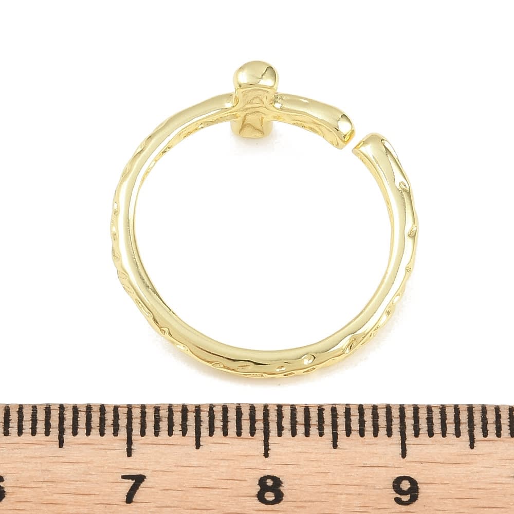 Anillo ajustable cruz textura ondulada baño de oro platino / unidad3